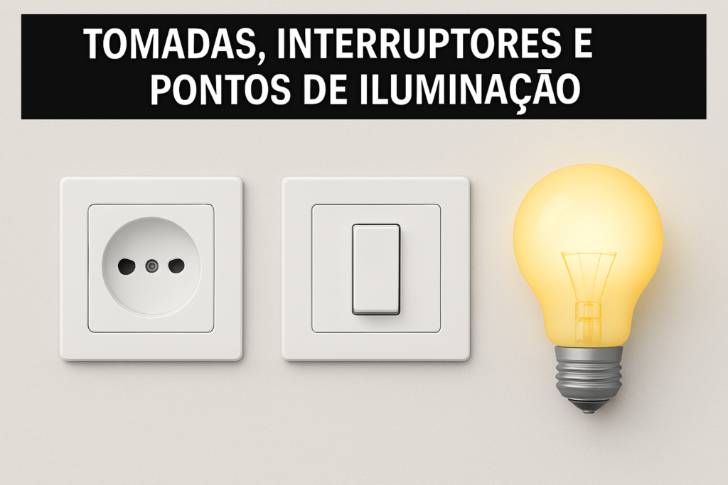 tomadas, interruptores e pontos de iluminação